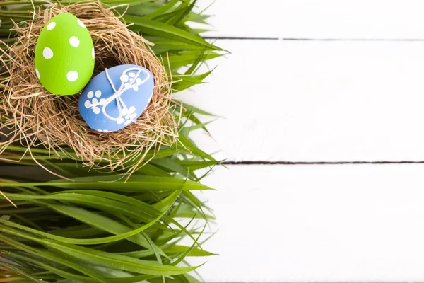 Easter eggs in the nest — Stock Photo, Image