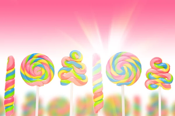 Fantezi tatlı Şeker Diyarı lollies ile — Stok fotoğraf