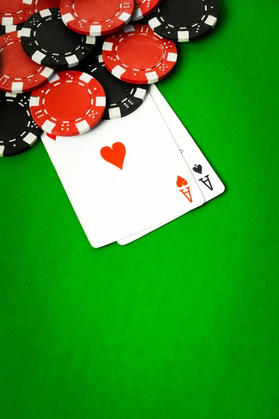 Poker cloth, a deck of cards — Stock Photo, Image