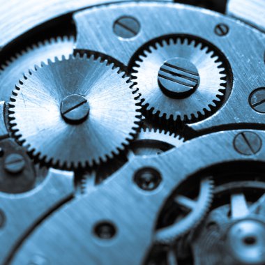 Tonlama tekniğinde yapılmış saat mekanizması.