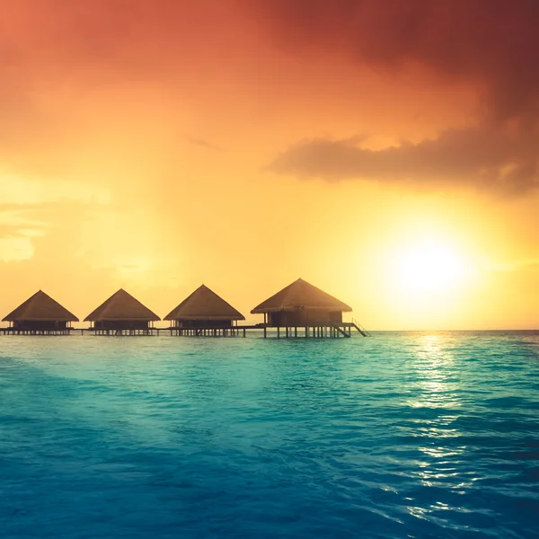 Sunset on Maldives island — Stock Photo, Image