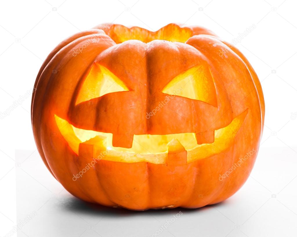Single Halloween pumpkin. Scary Jack OLantern face