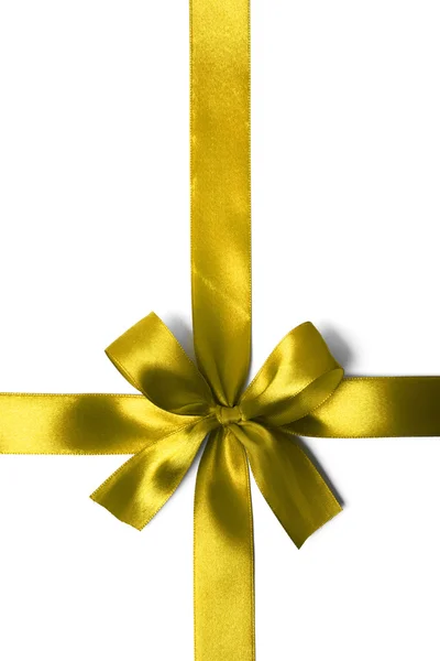 Yellow bbon bow on white background — Stock Photo, Image