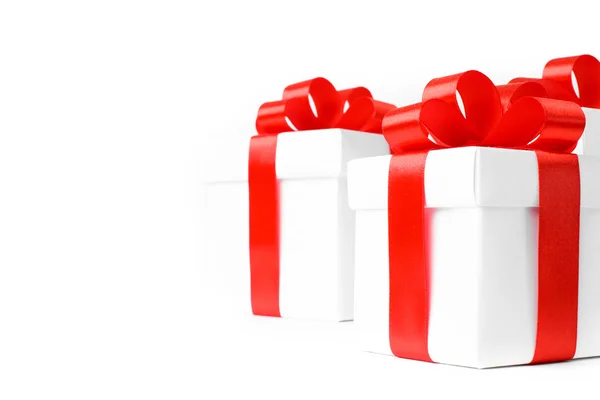 Conjunto de cajas de regalo con una cinta — Foto de Stock