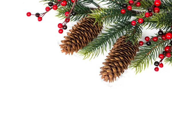 Kloon en kerstboom geïsoleerd op wit — Stockfoto