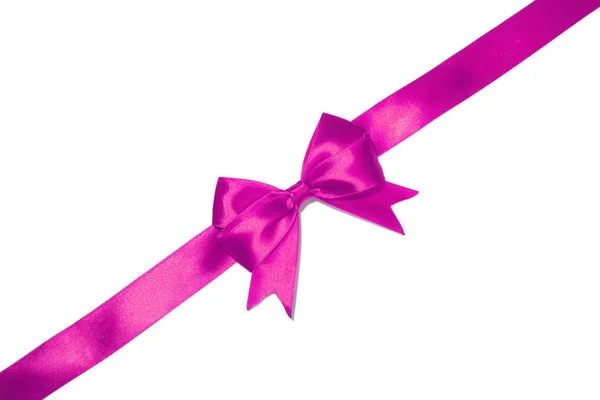 Shiny purple satin ribbon on white background — Stock Photo, Image
