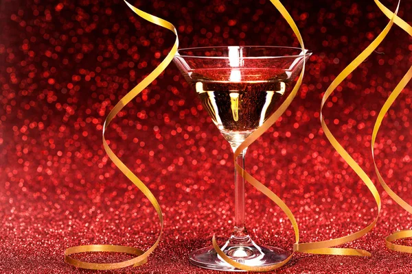 Glass of champagne ready for christmas celebration — Stock Photo, Image