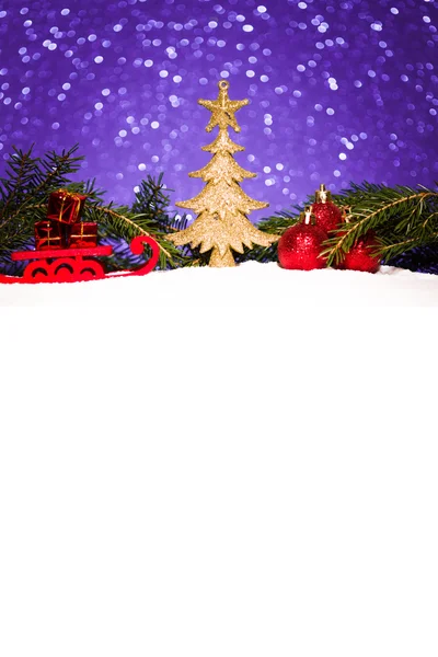 Karácsonyi dísz hó csillogó háttér — Stock Fotó