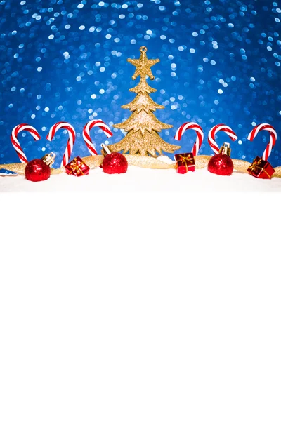 Karácsonyi dísz hó csillogó háttér — Stock Fotó