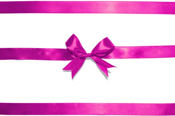 Shiny purple satin ribbon on white background — Stock Photo, Image