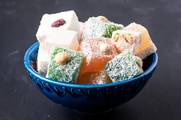 Turkish delight in a bowl — Stock Photo, Image