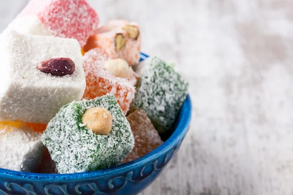 Turkish delight in a bowl — Stock Photo, Image