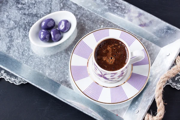 Café turco y chocolate recubierto de azúcar — Foto de Stock