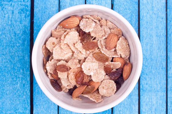 Cereal with almond and raisin — Stock Photo, Image
