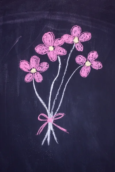 Chalk drawing flowers — Stock Photo, Image
