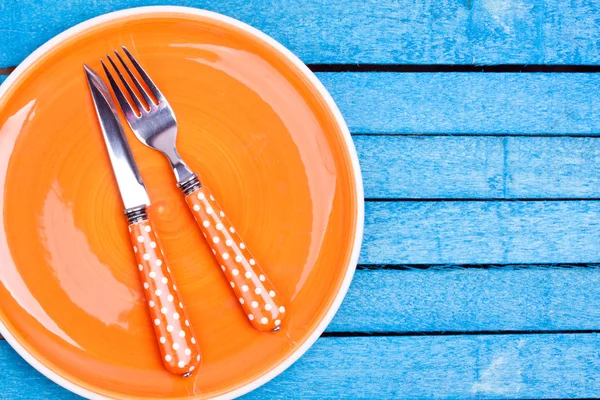 Tomma plattan och gaffel, kniv — Stockfoto