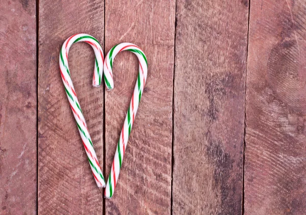 Cane candies in shape of a heart — Stock Photo, Image