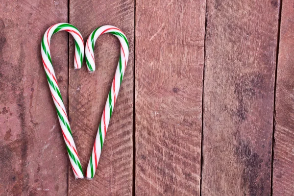 Cane candies in shape of a heart — Stock Photo, Image