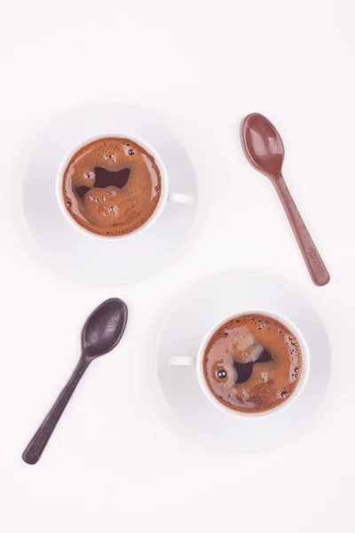 Deux tasses de café turc et cuillère — Photo