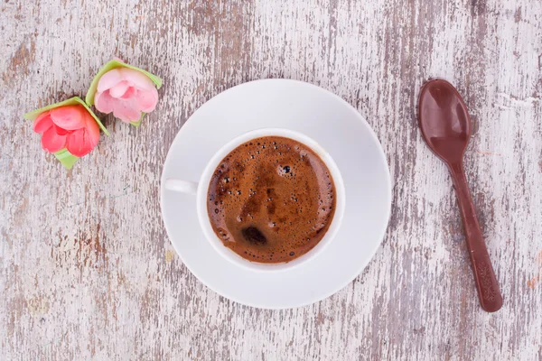 Turkse koffie en lepel — Stockfoto