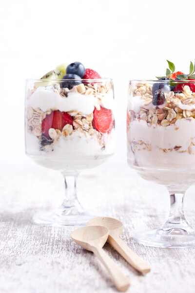 Muesli with yogurt and fruits