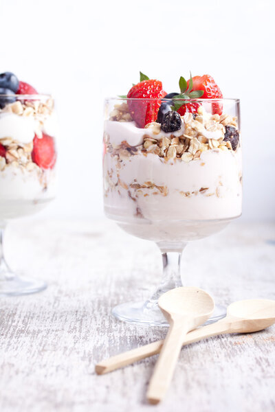 Muesli with yogurt and fruits