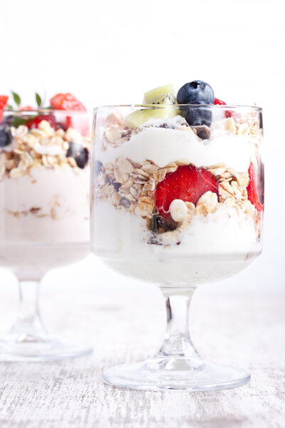 Muesli with yogurt and fruits