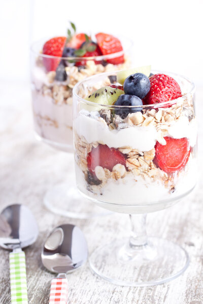 Muesli with yogurt and fruits