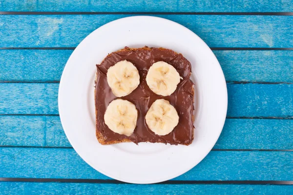 Pan con chocolate y plátano —  Fotos de Stock