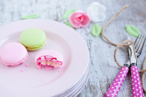 Tasty Macaroons on a plate — Stock Photo, Image