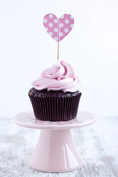 Roze chocolade cupcake — Stockfoto