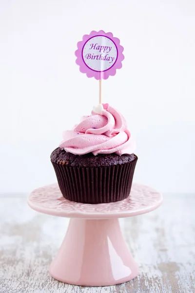 Pink chocolate cupcake — Stock Photo, Image