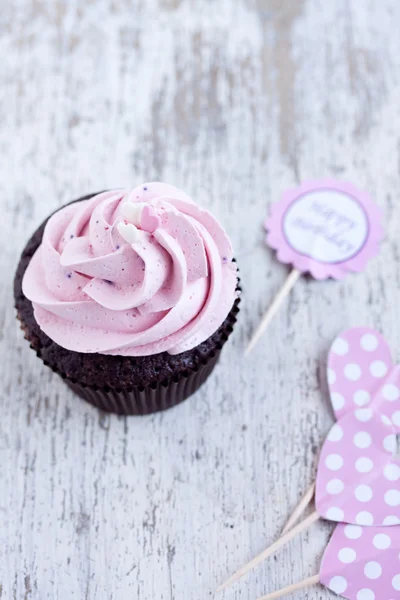 Pink chocolate cupcake — Stock Photo, Image