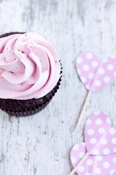 Roze chocolade cupcake — Stockfoto