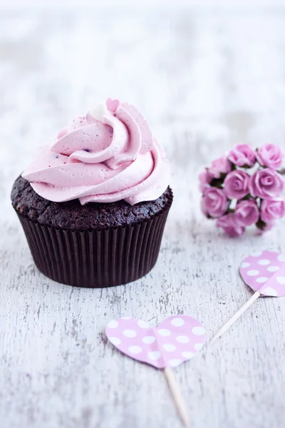 Roze chocolade cupcake — Stockfoto