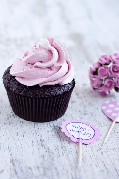 Rózsaszín csokoládé cupcake — Stock Fotó