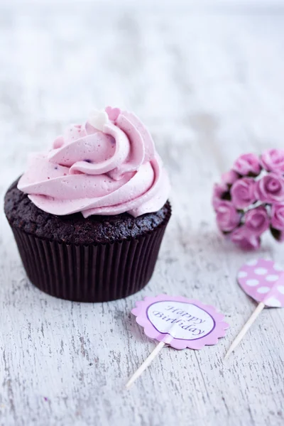 Roze chocolade cupcake — Stockfoto