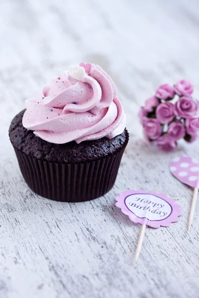 Roze chocolade cupcake — Stockfoto