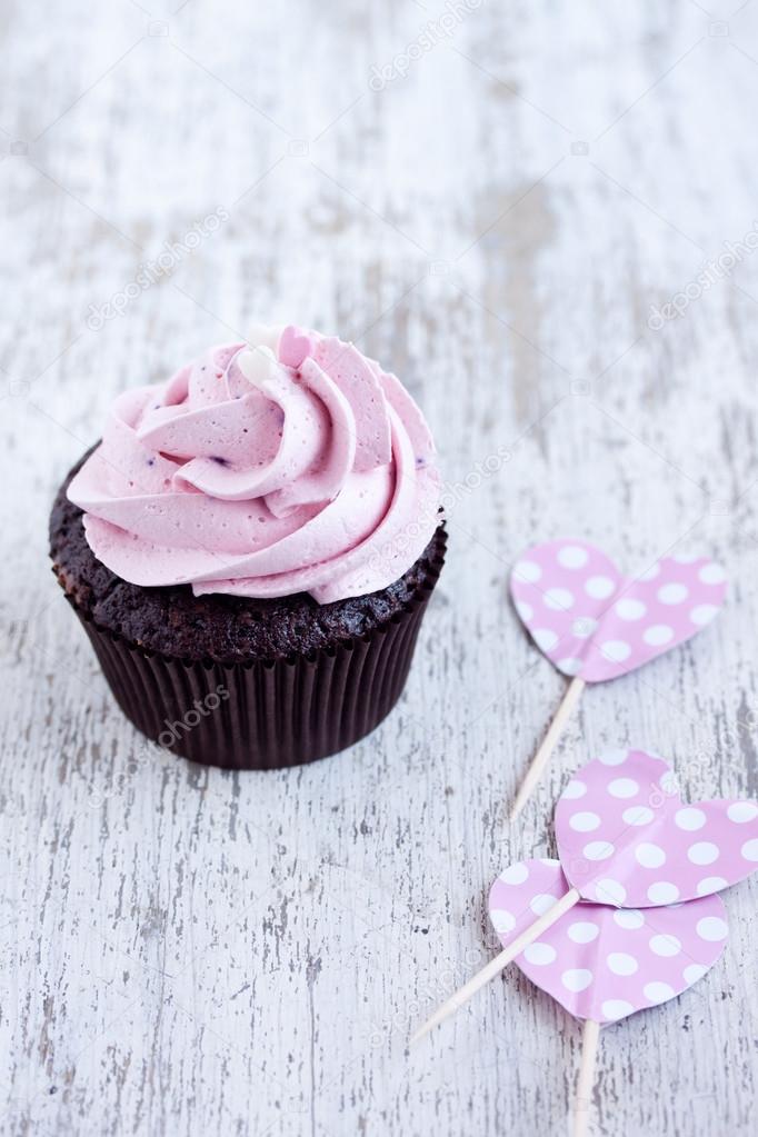 Pink chocolate cupcake