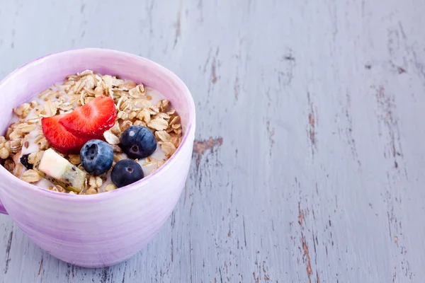 Tasty Muesli with fruits — Stock Photo, Image