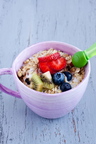 Muesli saboroso com frutas — Fotografia de Stock