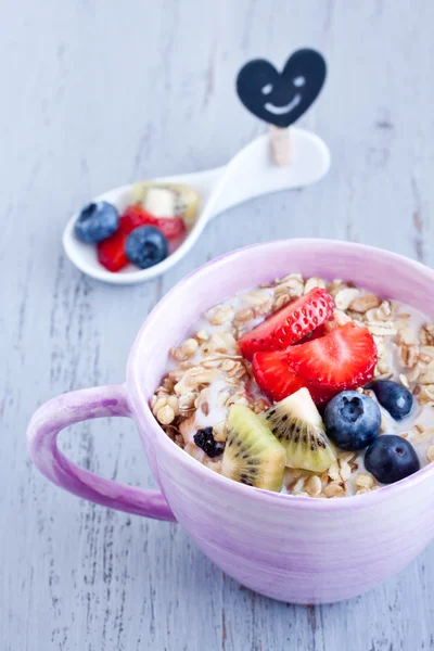 Muesli saboroso com frutas — Fotografia de Stock