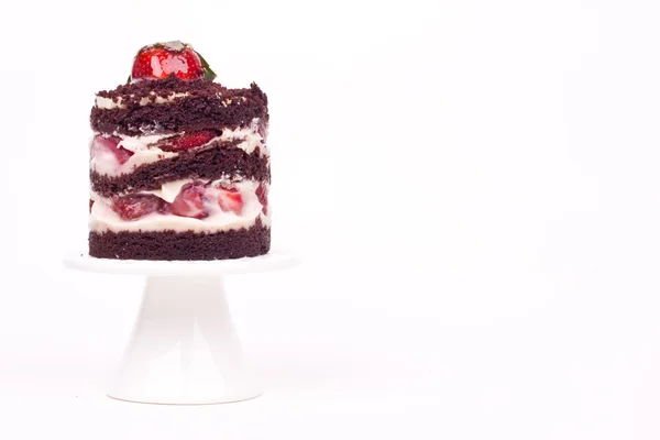 딸기 초콜릿 케이크 — 스톡 사진