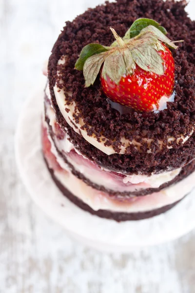 Strawberry chocolate cake — Stock Photo, Image