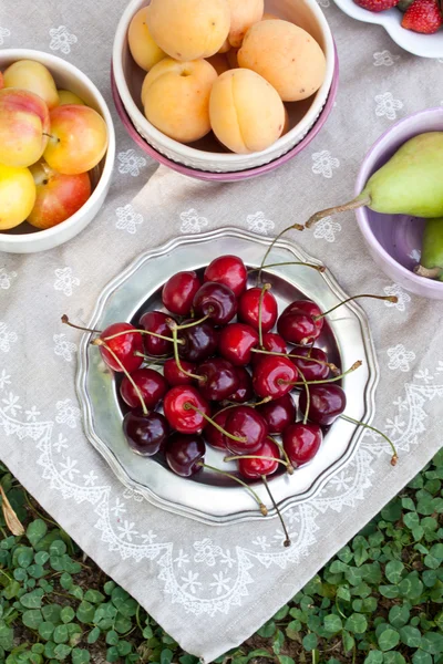 Assorted fruits for picnic — Stock Photo, Image