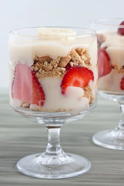 Trifle dessert with strawberries — Stock Photo, Image