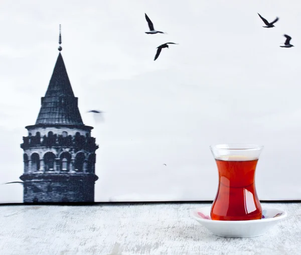Thé et istanbul photo comme fond — Photo