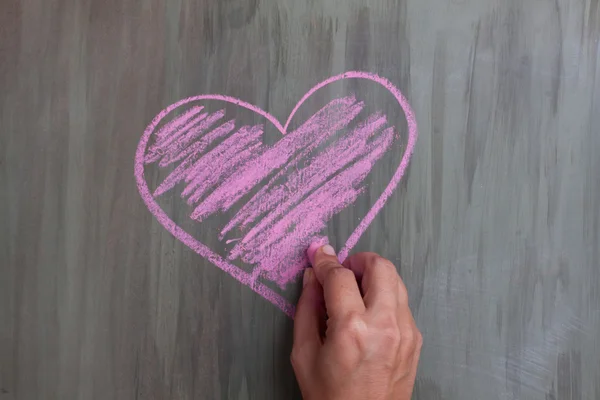 Chalk drawing heart shape — Stock Photo, Image