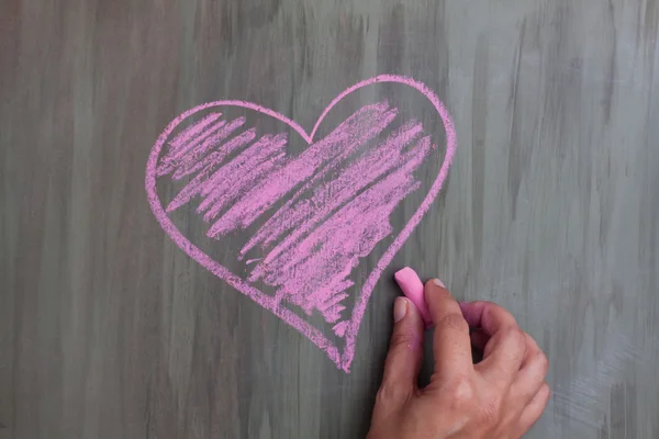 Chalk drawing heart shape — Stock Photo, Image