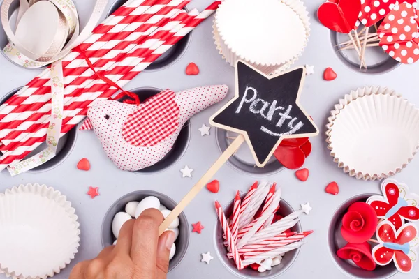 Concepto de parte roja y blanca — Foto de Stock